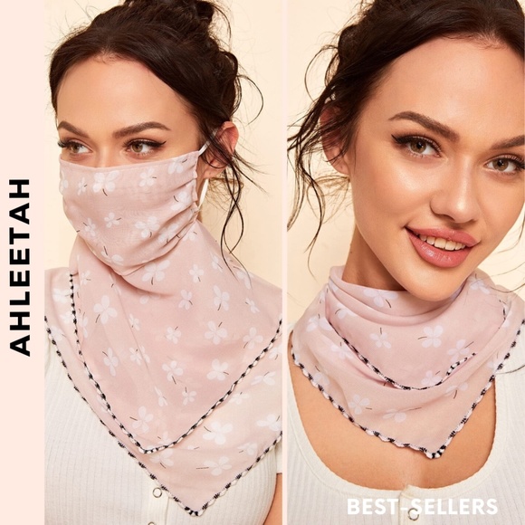 Ahleetah Accessories - FACE MASK PINK BUTTERFLIES  SCRAF #24